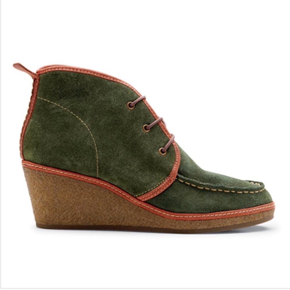 OluKai Green Wali Suede Wedge Lace Up Boots